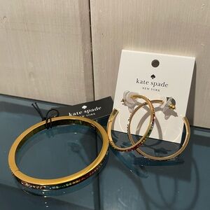 $228 Kate Spade ♠️ Ring It Up Hoops and Pave Bangle Jewerly Set NWT